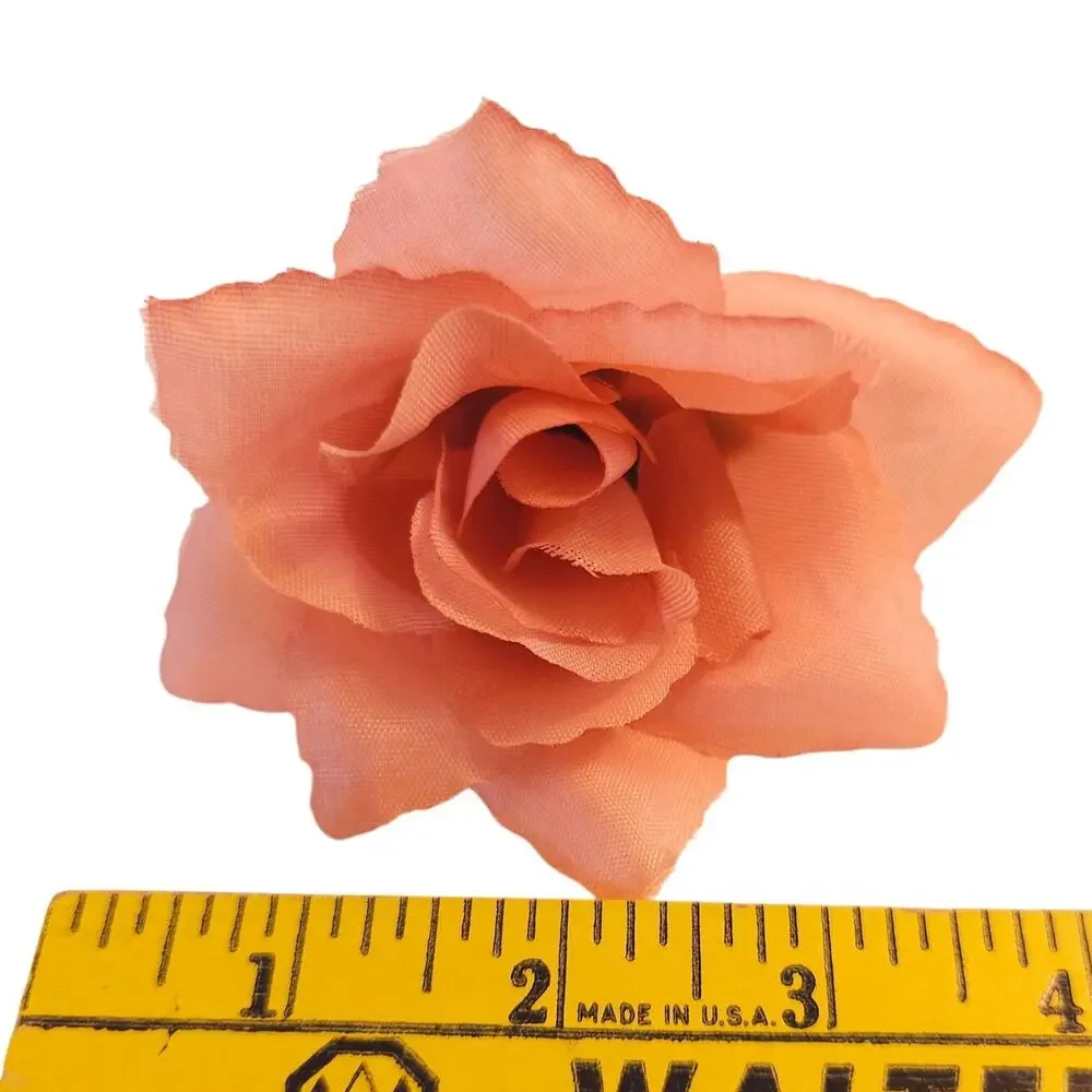 40 Peach Pink Artificial Silk Rose Flower Heads 3